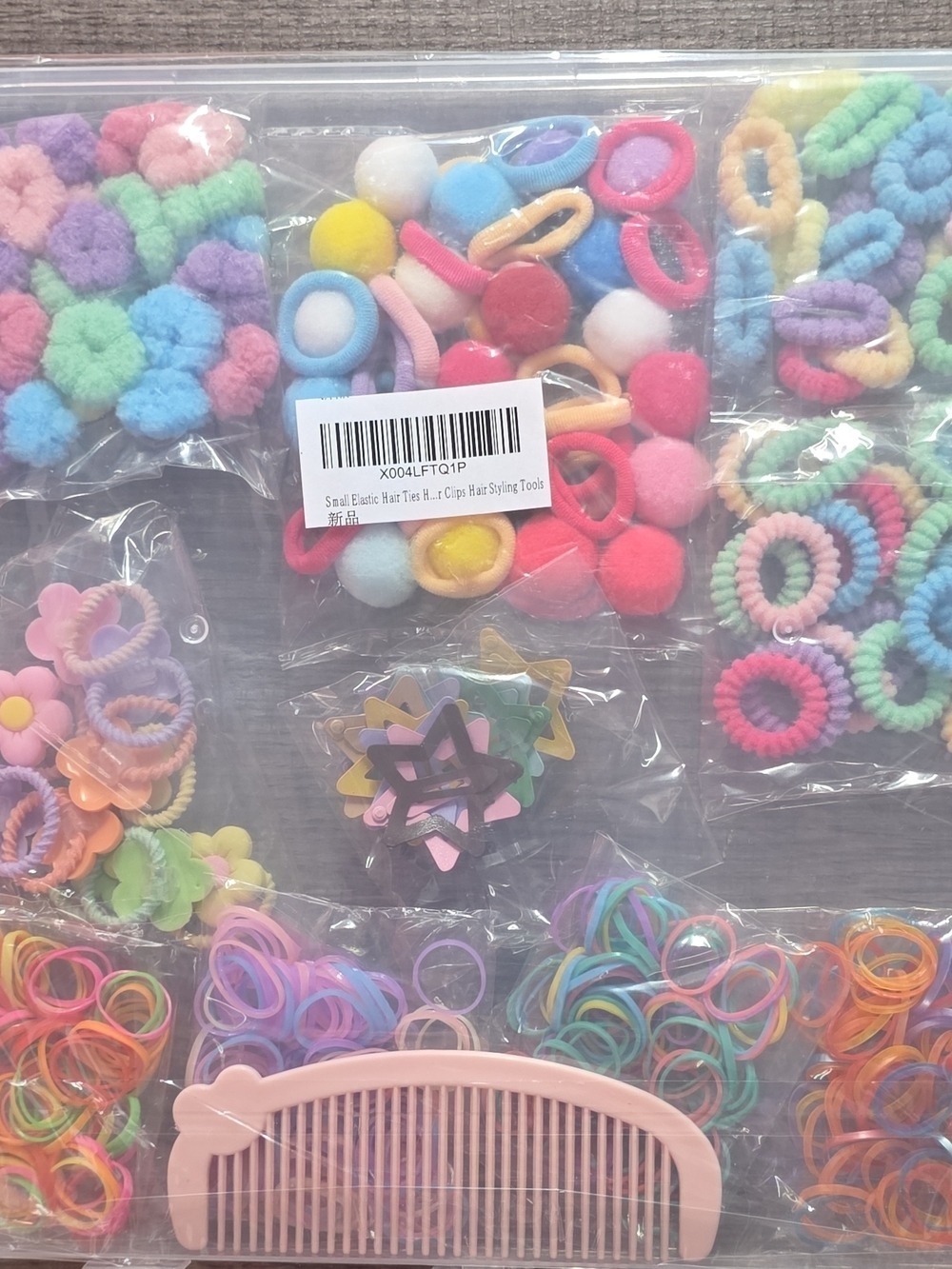 Kids Hair Accessory Set - Pastel Multicolor Elastics & Comb